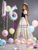 Champagne Puff Sleeve Crystal Quinceanera Dress