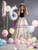 Champagne Puff Sleeve Crystal Quinceanera Dress