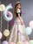 Champagne Puff Sleeve Crystal Quinceanera Dress