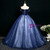Ball Gown Navy Blue Tulle Sequins Appliques Quinceanera Dress