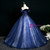 Ball Gown Navy Blue Tulle Sequins Appliques Quinceanera Dress