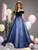 Ball Gown Navy Blue Tulle Sequins Appliques Quinceanera Dress