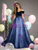 Ball Gown Navy Blue Tulle Sequins Appliques Quinceanera Dress
