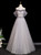 Gray Tulle Strapless 3D Flower Prom Dress