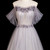Gray Tulle Strapless 3D Flower Prom Dress