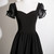 Simple Black Short Sleeve Square Neck Prom Dress