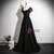 Simple Black Short Sleeve Square Neck Prom Dress