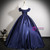 Navy Blue Pleats Off the Shoulder Quinceanera Dress