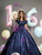 Navy Blue Pleats Off the Shoulder Quinceanera Dress