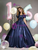 Navy Blue Pleats Off the Shoulder Quinceanera Dress