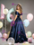 Ball Gown Navy Blue Satin Off the Shoulder Quinceanera Dress
