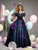 Ball Gown Navy Blue Satin Off the Shoulder Quinceanera Dress