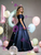 Ball Gown Navy Blue Satin Off the Shoulder Quinceanera Dress