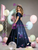 Ball Gown Navy Blue Satin Off the Shoulder Quinceanera Dress