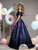 Ball Gown Navy Blue Satin Off the Shoulder Quinceanera Dress