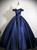 Navy Blue Satin Off the Shoulder Pleats Quinceanera Dress