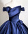 Navy Blue Satin Off the Shoulder Pleats Quinceanera Dress