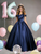 Navy Blue Satin Off the Shoulder Pleats Quinceanera Dress