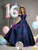 Navy Blue Satin Off the Shoulder Pleats Quinceanera Dress