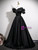 Simple Black Satin Off the Shoulder Pleats Prom Dress