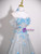 Silver Gray Sequins Strapless Flower Prom Dress