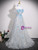 Silver Gray Sequins Strapless Flower Prom Dress