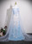 Blue Tulle 3D Butterfly Strapless Prom Dress