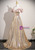 Simple Gold Sequins Off the Shoulder Prom Dress