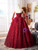 Burgundy Rose Crystal Strapless Quinceanera Dress