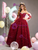 Burgundy Rose Crystal Strapless Quinceanera Dress