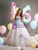 White Tulle Strapless 3D Flower Quinceanera Dress