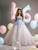 White Tulle Strapless 3D Flower Quinceanera Dress