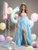 Blue Tulle Hi Lo Beading Prom Dress