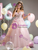 Pink Tulle Lace Flower Crystal Quinceanera Dress