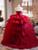 Burgundy Ball Gown Tulle Strapless Pleats Quinceanera Dress