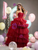 Burgundy Ball Gown Tulle Strapless Pleats Quinceanera Dress