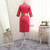 2017 Sheath Mother Of The Bride Dresses Knee Length Satin Lace Red With Jacket