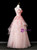 Pink Tulle Strapless Flower Beading Prom Dress