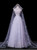 Purple Tulle Sequins Flower Beading Prom Dress