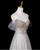 Silver Gray Sequins Off the Shoulder Beading Crystal Prom Dress