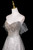 Silver Gray Sequins Off the Shoulder Beading Crystal Prom Dress
