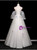 White Tulle Sequins Flower Puff Sleeve Prom Dress