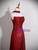 Simple Burgundy Strapless Pleats Split Prom Dress