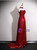 Simple Burgundy Strapless Pleats Split Prom Dress