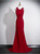 Burgundy Mermaid 3D Flower Prom Dress