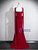 Burgundy Strapless 3D Flower Prom Dress