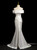 White Mermaid Satin Off the Shoulder Pleats Prom Dress