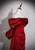 Burgundy Off the Shoulder Pleats Prom Dress With Bow