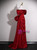 Burgundy Off the Shoulder Pleats Prom Dress With Bow
