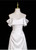 White Satin Off the Shoulder Prom Dress